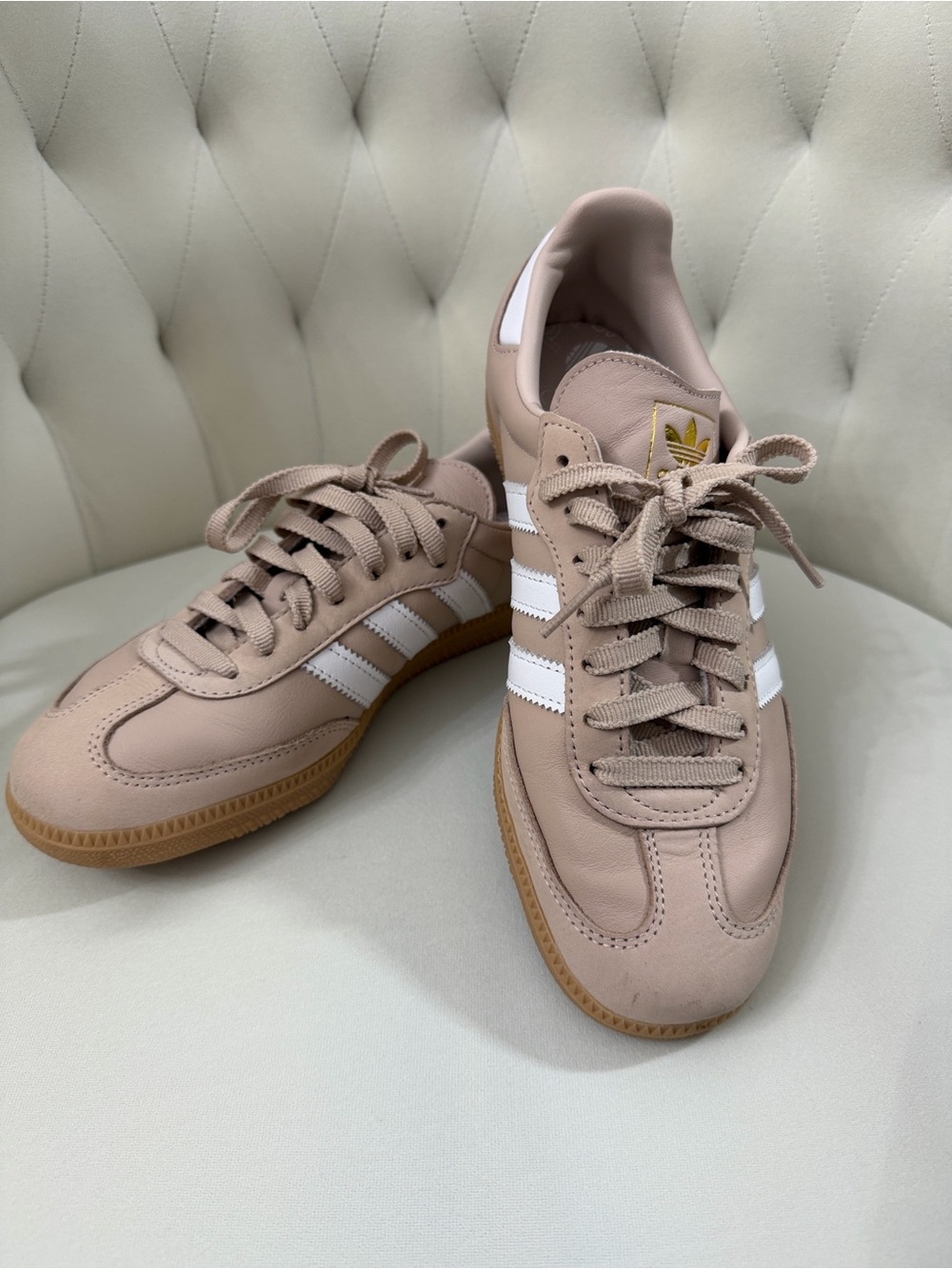 adidas Samba Women's Sneakers in Taupe with White Stripes - Picture 5 of 6
